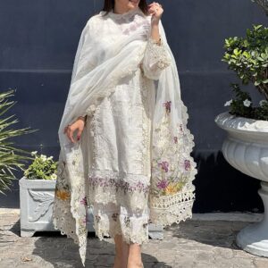 White chickenkari dress