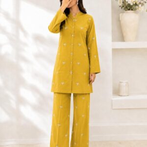 Summer Cotton Embroidered 2-Piece Suit